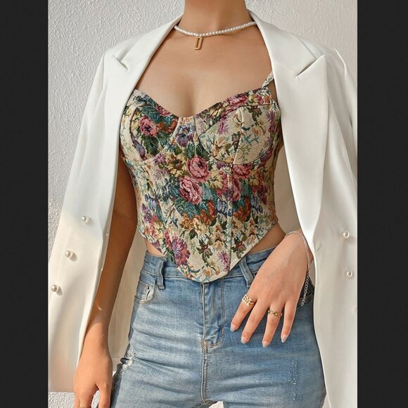 Commense Tops - Commense Small Floral Print Corset NEW NWT Summer Vacation Coastal